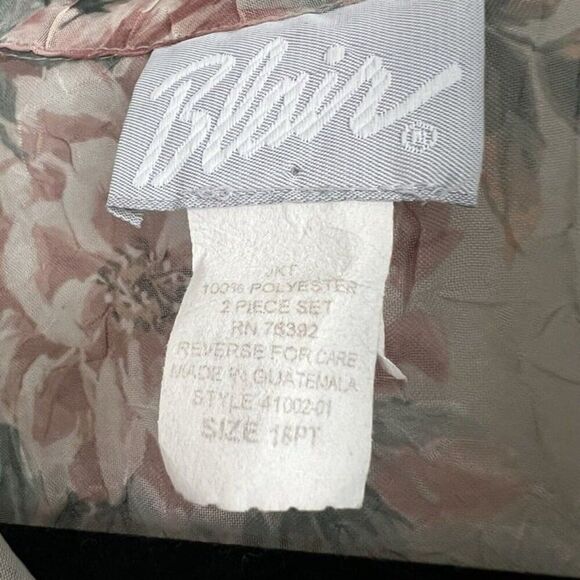 Blair Vintage 90s Women’s Semi Sheer Green Floral Button Front Blouse Size 16P - Picture 5 of 10